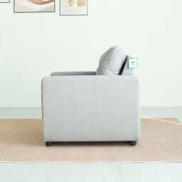 Upholstered Foldable Sofa Bed Pullout Sofa Convertible Sleeper Chair With Arms, Light Grey Linen / Single - thumbnail 7