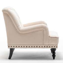 Darwin Velvet Accent Chair In Beige - thumbnail 4