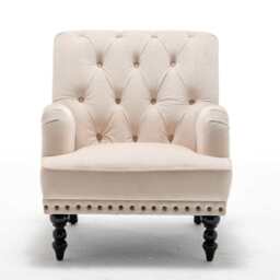 Darwin Velvet Accent Chair In Beige - thumbnail 3