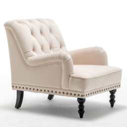 Darwin Velvet Accent Chair In Beige - thumbnail 5