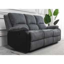 Boston Grey Plush Fabric 3 Seater Recliner, Manual Recliner - thumbnail 4