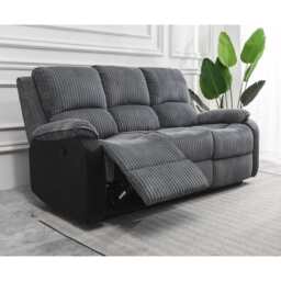 Boston Grey Plush Fabric 3 Seater Recliner, Manual Recliner - thumbnail 3