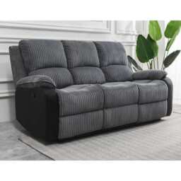Boston Grey Plush Fabric 3 Seater Recliner, Manual Recliner - thumbnail 1
