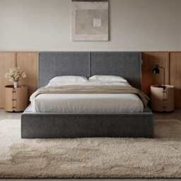 Tessa Grey Boucle Teddy Fleece Pneumatic Bed King Bed Double Bed Frame With USB charger, Double - thumbnail 3
