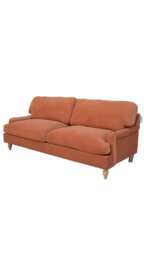 Bunburry 3 Seater Sofa Upholstered Sofa, Velvet Orange - thumbnail 3
