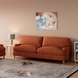 Bunburry 3 Seater Sofa Upholstered Sofa, Velvet Orange