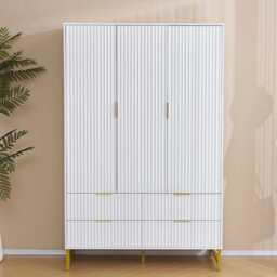 Mercury Ridged 4 Piece  Bedroom Set Wardrobe Chest, White - thumbnail 5