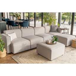 Tessa Modular 4 Seater Sofa with 2 Ottomans, Linen Grey