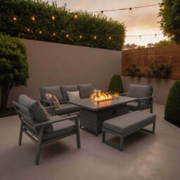 Berlin Outdoor Garden Aluminium 8 Seater Sofa Fire Pit Rising Table Set - thumbnail 2