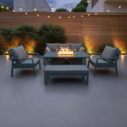 Berlin Outdoor Garden Aluminium 8 Seater Sofa Fire Pit Rising Table Set - thumbnail 1