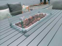 Berlin Outdoor Garden Aluminium 8 Seater Sofa Fire Pit Rising Table Set - thumbnail 4