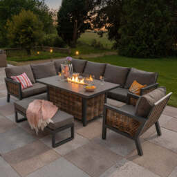 Berlin 9 Seater Aluminium Outdoor Corner Sofa Set with Fire Pit Table and Bench - thumbnail 2