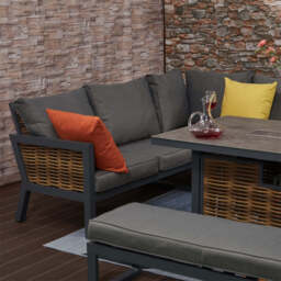 Berlin 9 Seater Aluminium Outdoor Corner Sofa Set with Fire Pit Table and Bench - thumbnail 3
