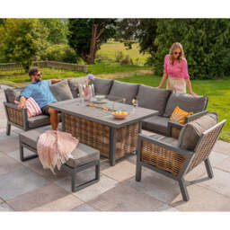 Berlin 9 Seater Aluminium Outdoor Corner Sofa Set with Fire Pit Table and Bench - thumbnail 7
