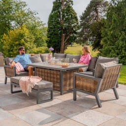 Berlin 9 Seater Aluminium Outdoor Corner Sofa Set with Fire Pit Table and Bench - thumbnail 6