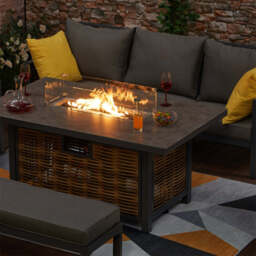 Berlin 9 Seater Aluminium Outdoor Corner Sofa Set with Fire Pit Table and Bench - thumbnail 4