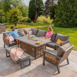 Berlin 9 Seater Aluminium Outdoor Corner Sofa Set with Fire Pit Table and Bench - thumbnail 9
