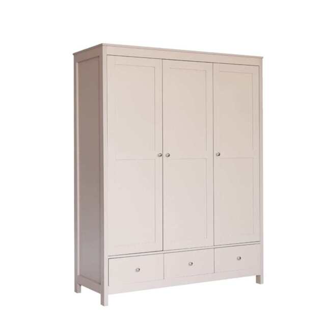 Neo 3 Door 3 Drawer Wardrobe Storage Wardrobe, Vintage Pink