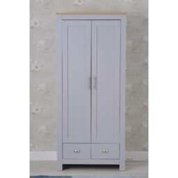 Heritage 2 Door 2 Drawer Wardrobe in Grey and Oak - thumbnail 4