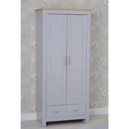 Heritage 2 Door 2 Drawer Wardrobe in Grey and Oak - thumbnail 2
