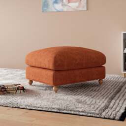 Bunburry Upholstered Ottoman Leisure Ottoman, Velvet Orange