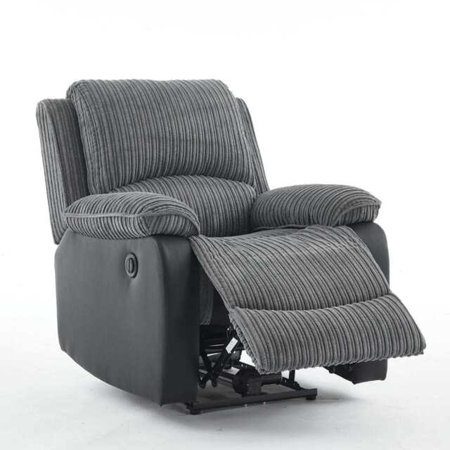 Boston Grey Plush Fabric Recliner Armchair, Electric Recliner