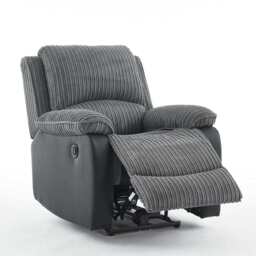 Boston Grey Plush Fabric Recliner Armchair, Electric Recliner