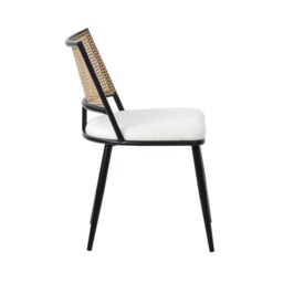 Set of 2 Boho Boucle Rattan Dining Chairs - thumbnail 5