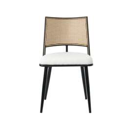 Set of 2 Boho Boucle Rattan Dining Chairs - thumbnail 4