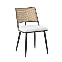 Set of 2 Boho Boucle Rattan Dining Chairs - thumbnail 3