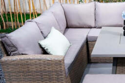 Rosen 9‑Seater Natural Rattan Corner Sofa Fire Pit Dining Set with Storage Benches & Rain Cover, With Rain Cover - thumbnail 5