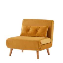 Jola Velvet Foldable Sofa Bed with Pillow 1 Seater, Mustard - thumbnail 4