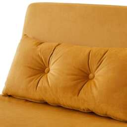 Jola Velvet Foldable Sofa Bed with Pillow 1 Seater, Mustard - thumbnail 7