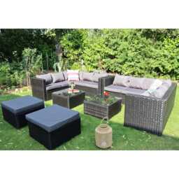 Vancouver 12 Seater Rattan Corner Sofa Patio Set Garden Sofa Set In Black, Without Rain Cover - thumbnail 1