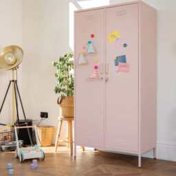 Lokki® 2 Doors Wardrobe Storage Locker cabinet With Adjustable Shelf, Pink - thumbnail 2