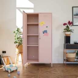 Lokki® 2 Doors Wardrobe Storage Locker cabinet With Adjustable Shelf, Pink - thumbnail 4