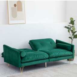 Alessia Velvet Sofa Bed, Green - thumbnail 3