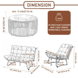 4‑Seater Outdoor Sofa Set with Coffee Table - thumbnail 8