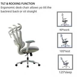 Premium Fabric Blend Ergonomic Office Chair Swivel Computer Task Chair with Headrest, Black - thumbnail 6