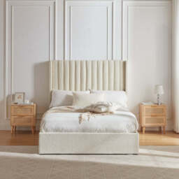 Russell Pneumatic Ottoman Storage Bed Double / King Bed Lift Up Storage Bed Frame, Double / White Teddy Fleece - thumbnail 2