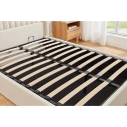 Russell Pneumatic Ottoman Storage Bed Double / King Bed Lift Up Storage Bed Frame, Double / White Teddy Fleece - thumbnail 4