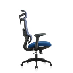 Premium Fabric Blend Ergonomic Office Chair with Headrest Option, With Headrest / Black+Blue - thumbnail 4