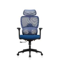 Premium Fabric Blend Ergonomic Office Chair with Headrest Option, With Headrest / Black+Blue - thumbnail 3