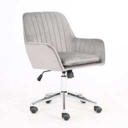 Melton Office Chair Upholstered Velvet Channel Tufted, Grey - thumbnail 5