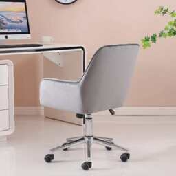 Melton Office Chair Upholstered Velvet Channel Tufted, Grey - thumbnail 4