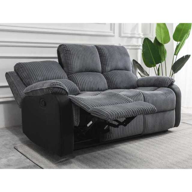 Boston Grey Plush Fabric 3 Seater Recliner, Electric Recliner