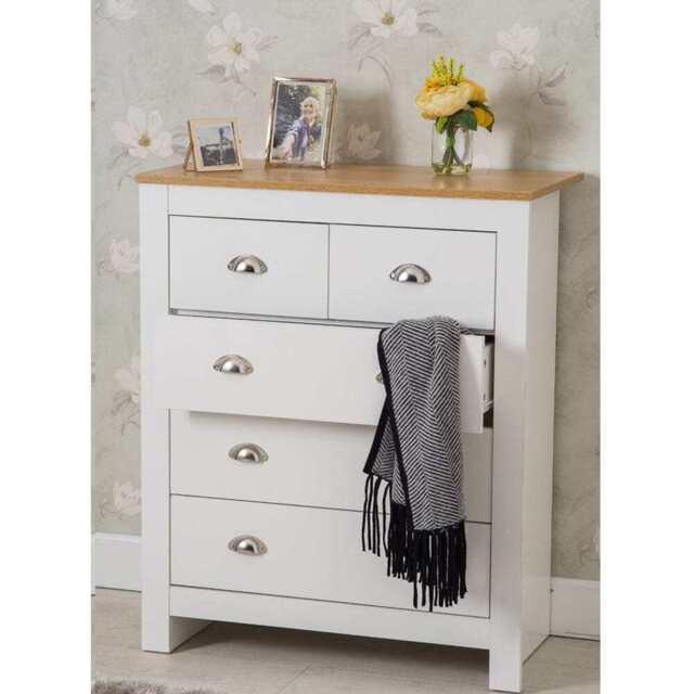 Heritage 3+2 Chest Of Drawers Storage Cabinet, White