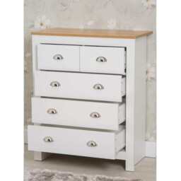 Heritage 3+2 Chest Of Drawers Storage Cabinet, White - thumbnail 5