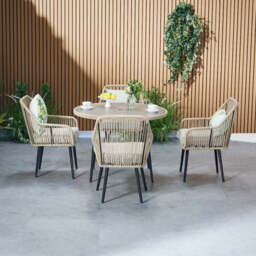 Malta 4 Seater Rope Garden Dining Set with Round Table - thumbnail 8