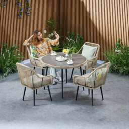Malta 4 Seater Rope Garden Dining Set with Round Table - thumbnail 5
